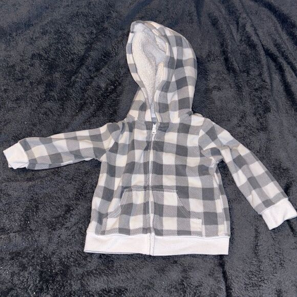 👕12m carters fleece plaid full zip up - Picture 1 of 1